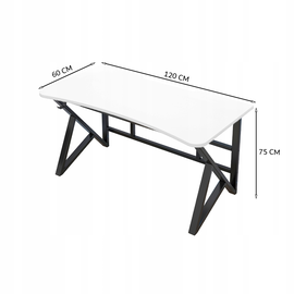 BIURKO KOMPUTEROWE BIAŁE GAMINGOWE NOWOCZESNE DLA GRACZA LOFT DUŻE 120 CM