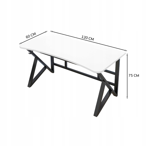 BIURKO KOMPUTEROWE BIAŁE GAMINGOWE NOWOCZESNE DLA GRACZA LOFT DUŻE 120 CM