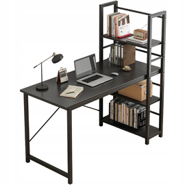 BIURKO KOMPUTEROWE LOFT CZARNE SZKOLNE INDUSTRIALNE Z REGAŁEM PÓŁKAMI 120CM
