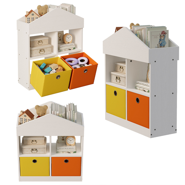 REGAŁ DOMEK NA ZABAWKI ORGANIZER PRZEGRODY SZAFKA KSIĄŻKI BIAŁY LOFT 64 CM