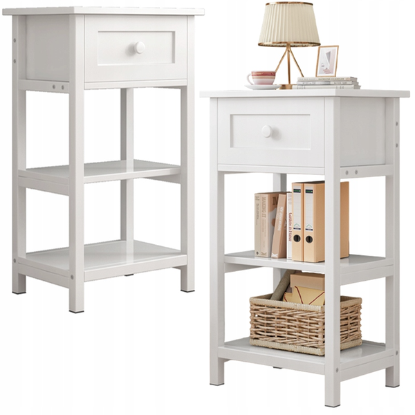 STOLIK NOCNY BOCZNY INDUSTRIAL Z SZUFLADĄ 2 PÓŁKAMI LOFT NOWOCZESNY 45 CM