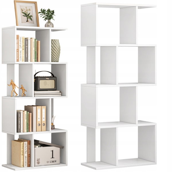 Regał otwarty stojący biały półka szafka biblioteczka nowoczesny loft 140cm