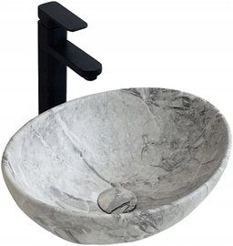 Umywalka nablatowa ceramiczna stawiana 42x34 cm imitacja kamienia okrągła