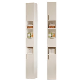 Regał wąski słupek biały łazienkowy stojący 1 szuflada praktyczny loft 182cm