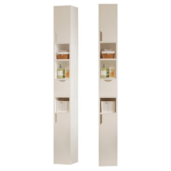 Regał wąski słupek biały łazienkowy stojący 1 szuflada praktyczny loft 182cm