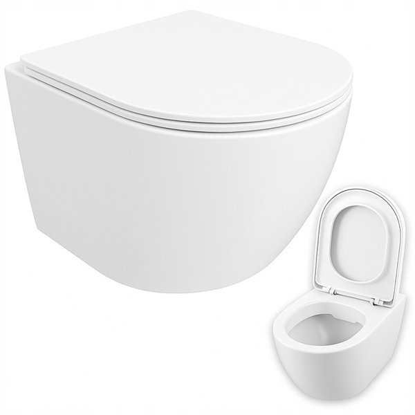 Miska wc biała rimless deska wolnoopadająca duroplast wirowe spłukiwanie