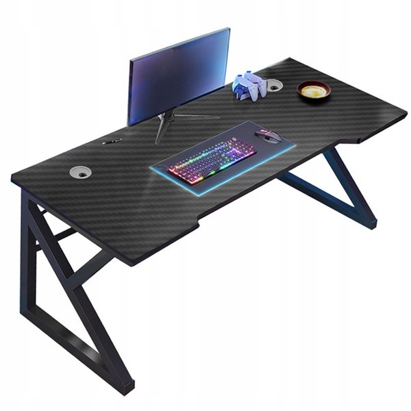 Biurko gamingowe komputerowe czarne carbon nowoczesne dla gracza 120 cm