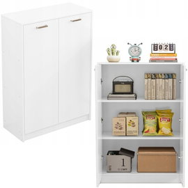 Regał biurowy 2-drzwiowy z półkami słupek szafka stojąca biały loft 108 cm