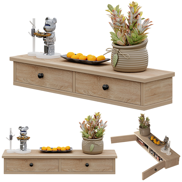 PÓŁKA WISZĄCA Z DRZWICZKAMI JASNY BRĄZ NOWOCZESNA SZAFKA LOFT ŚCIENNA 64CM
