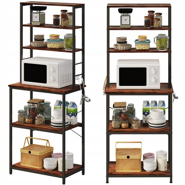Wielofunkcyjny regał szafka kuchenna vintage brąz loft 6 półek 166 cm