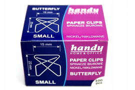 Zestaw 12 opakowań spinaczy biurowych srebrnych 15 mm, krzyżowy mały Handy