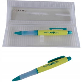 Zestaw - długopis automatyczny (niebieski, 1 szt.) + ołówek, mix kolorów.