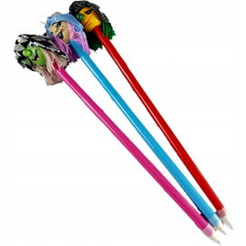 Ołówek zabawka Jumbo, 43 cm, z głową czarownicy.