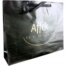 Torebka papierowa XL, 40,5x33 cm, czarna ze złotym napisem.