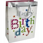 Elegancka Torebka papierowa Urodzinowa 3D L 35x26 cm, Papier Gruby 210g