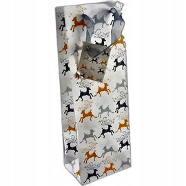 Świąteczna Torebka prezentowa na alkohol 36x13cm Mix Kolorów i Wzorów