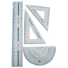 Kompletny zestaw szkolny 4 elementy - linijka, ekierki i kątomierz