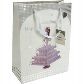 Torebka Ślubna 3D z Złoceniem 35x26cm Gruby Papier