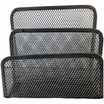 Organizer na biurko metalowy, 13x11x6 cm, 3 przegrody, srebrny.