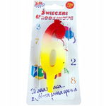Świeczka urodzinowa cyfra "6" trójkolorowa Lux, 10 cm, mix kolorów.