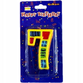 Świeczka urodzinowa cyfra wzorzysta „7”, 7,5 cm.