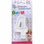 Świeczka urodzinowa cyfra "4" z brokatem, 7 cm.