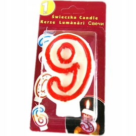Świeczka urodzinowa cyfra "9", bordowa, 7,5 cm.