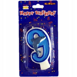 Świeczka urodzinowa cyfra "9" z delfinkiem, 7 cm.