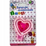 Świeczka Urodzinowa Serce '3' 7cm z Brokatem