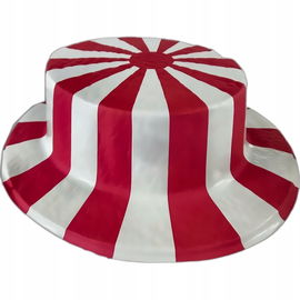 Party Czapka Kapelusz 56cm w Pasy Biało-Czerwone Plastikowa