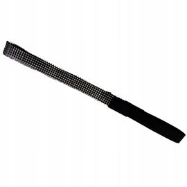 Opaska do włosów materiałowo-plastikowa, 1,5 cm, czarna, z cyrkoniami.