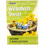 Zestaw wielkanocny do dekoracji pisanek, 6 szt., wycinanka na jajko.