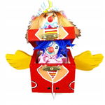 Dekoracja drewniana - skrzynia „Clown niespodzianka”,18x14 cm, motyw clowna