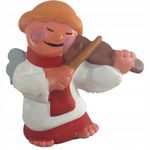 Świąteczna dekoracja - gumowa figurka aniołka-muzykanta, 7 cm