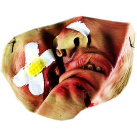 Maska silikonowa „Halloween” z motywem nosa i ust plastrami, gumka.