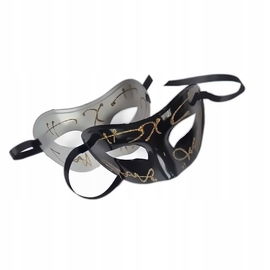 Maska wenecka z brokatem czarna / biała