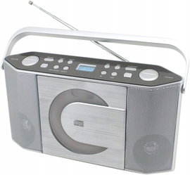 Srebrny BoomBox Radio FM CD AUDIO MP3 Mini Jack Soundmaster RCD1750SI