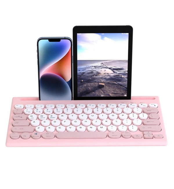 Klawiatura bezprzewodowa Mytrix Bluetooth Wi-Fi Różowa Tablet Telefon Komp